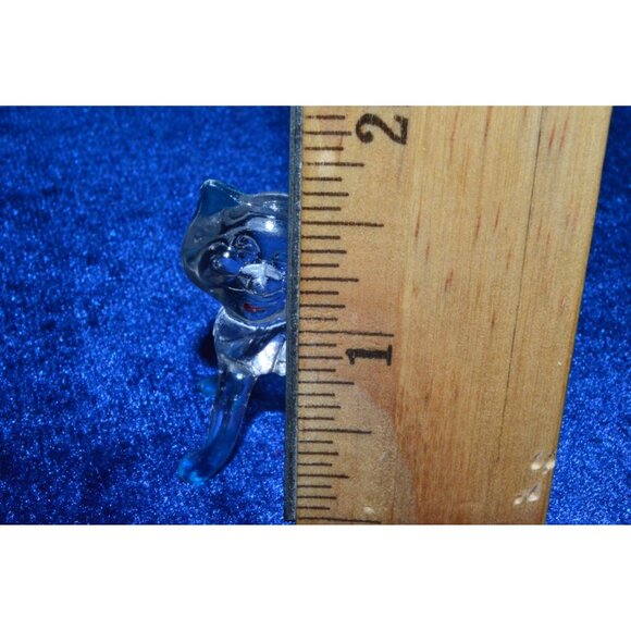 Vintage Plastic Cat Figure Miniature Lucite Clear Blue Acrylic Trinket Hong Kong - Picture 10 of 10